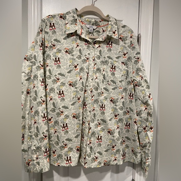 Croft & Barrow Size XXL Tropical Palm Toucan Print Cotton Button Down Shirt - Picture 1 of 11